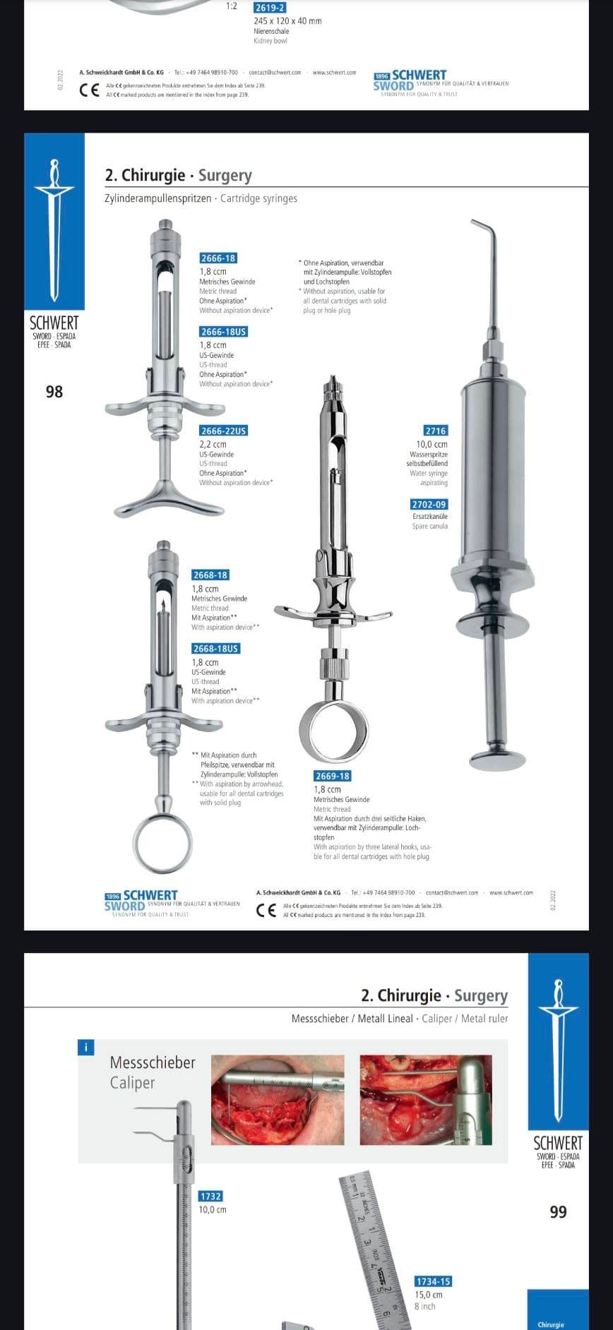Cartridge Syringes & Caliper